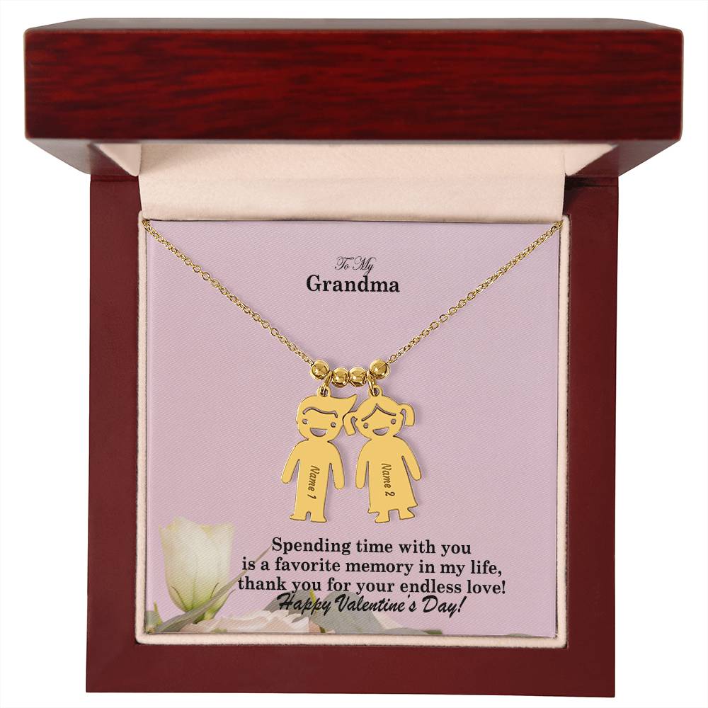 To My Grandma, Spending Time With You Is A Favorite Memory In My Life, Thank You For Your Endless Love! - Kid Charm Necklace (w/MC) - Gift for Grandma