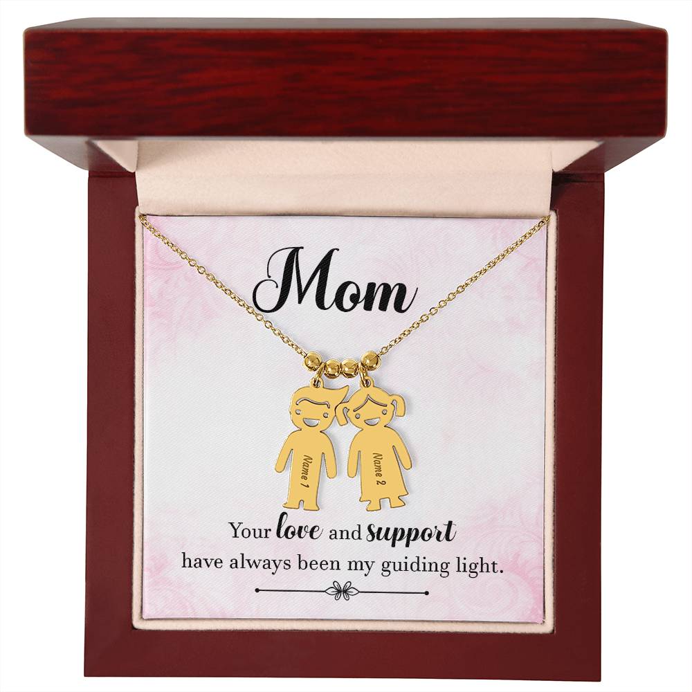 Mom, Your Love & Support Have Always Been My Guiding Light - Kid Charm Necklace (w/MC) - Gift for Mom