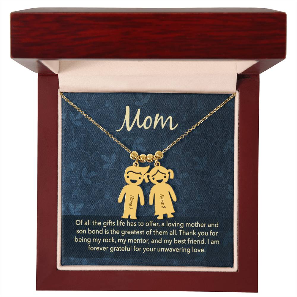 Mom, Of All The Gifts Life Has To Offer, A Loving Mother & Son Bond Is The Greatest Of Them All - Kid Charm Necklace (w/MC) - Gift for Mom