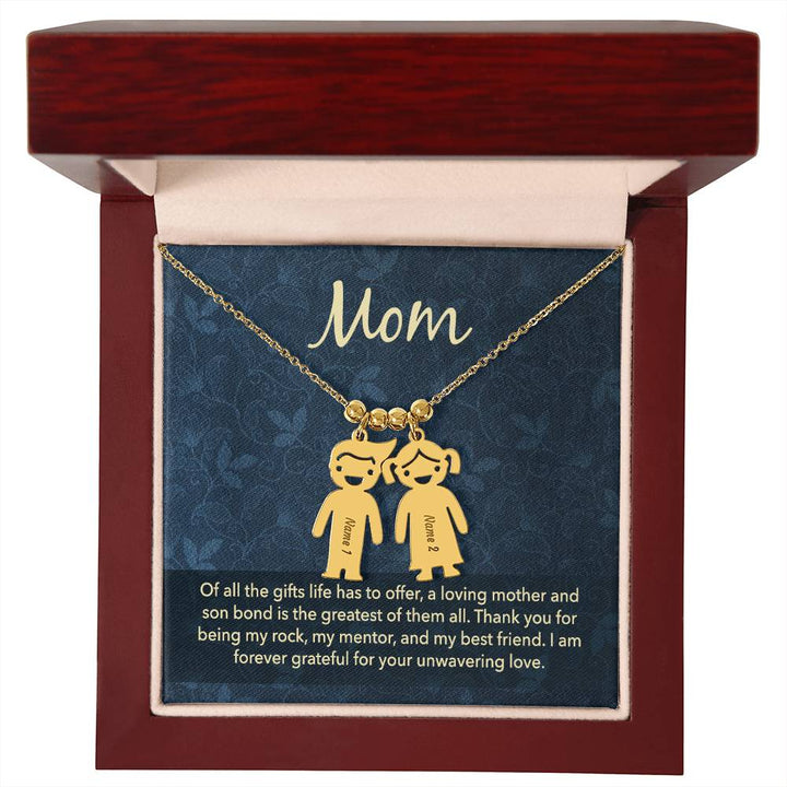 Mom, Of All The Gifts Life Has To Offer, A Loving Mother &amp; Son Bond Is The Greatest Of Them All Kid Charm Necklace – Gift for Mom