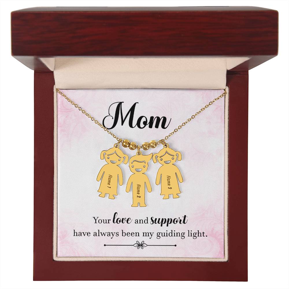 Mom, Your Love & Support Have Always Been My Guiding Light - Kid Charm Necklace (w/MC) - Gift for Mom