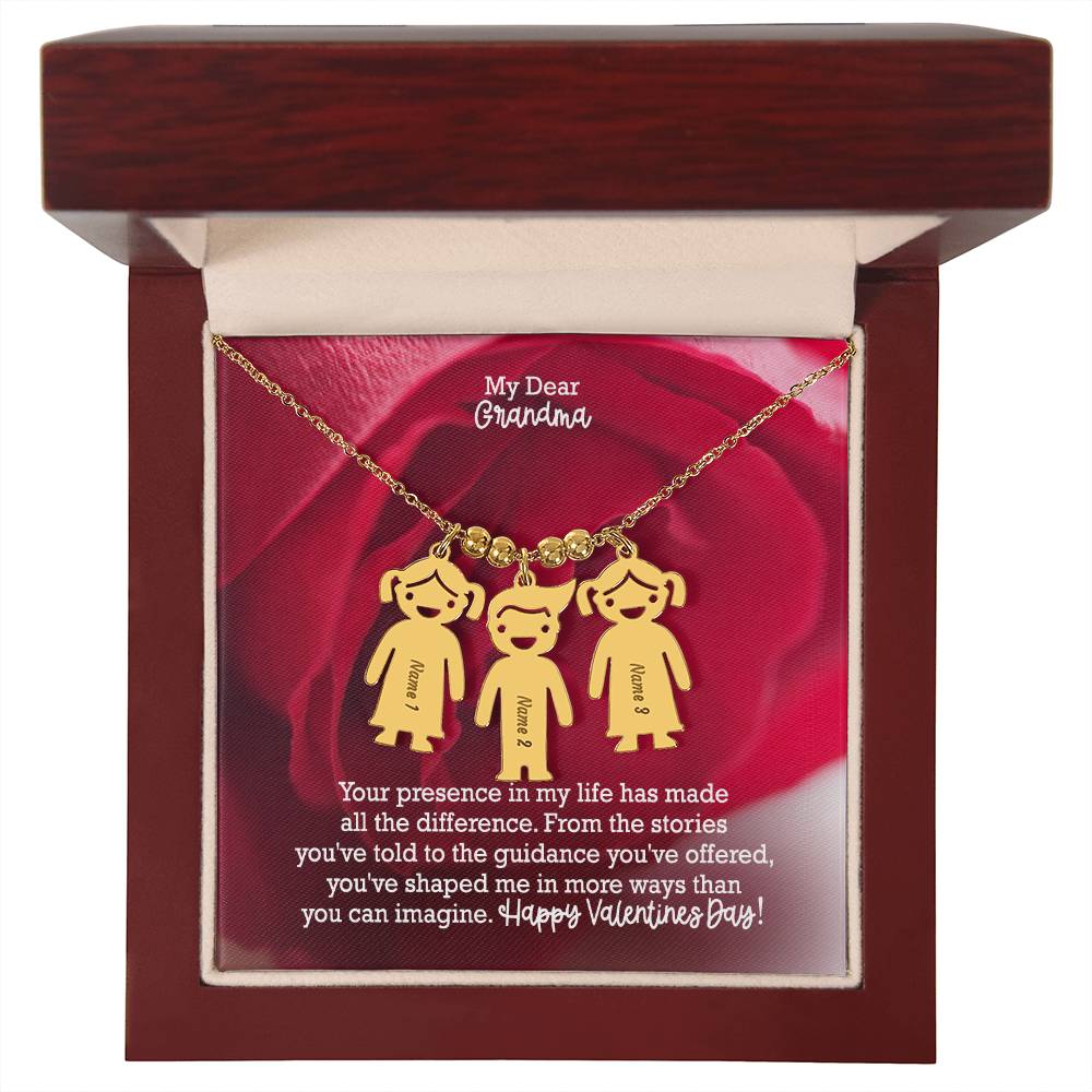 My Dear Grandma, Your Presence In My Life Has Made All The Difference - Kid Charm Necklace (w/MC) - Gift for Grandma