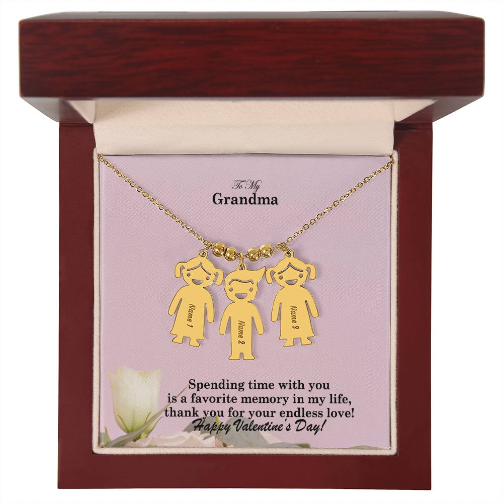 To My Grandma, Spending Time With You Is A Favorite Memory In My Life, Thank You For Your Endless Love! - Kid Charm Necklace (w/MC) - Gift for Grandma