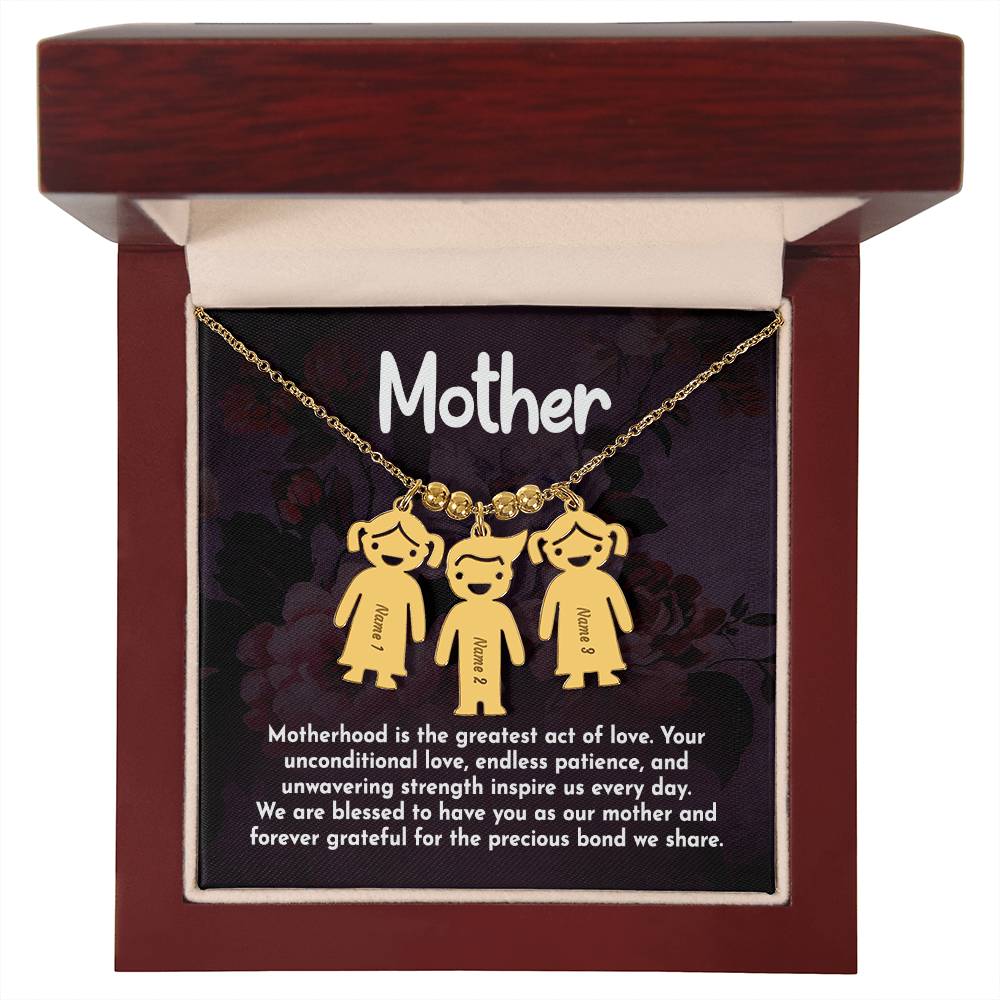 Mother, Motherhood Is The Greatest Act Of Love - Kid Charm Necklace (w/MC) - Gift for Mom