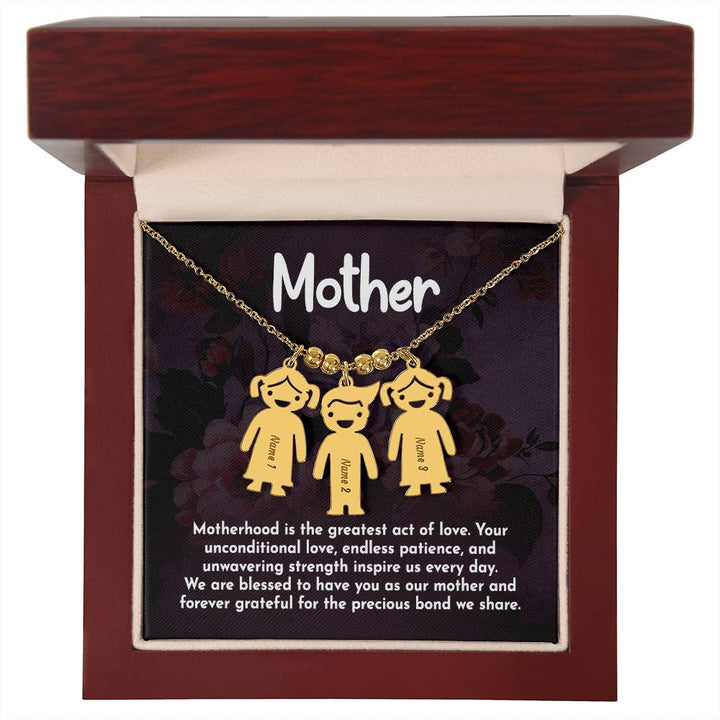 Mother, Motherhood Is The Greatest Act Of Love Kid Charm Necklace – Gift for Mom