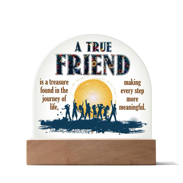 A True Friend Is A Treasure Found In The Journey Of Life, Making Every Step More Meaningful – Domed Acrylic Plaque – Gift for Friend