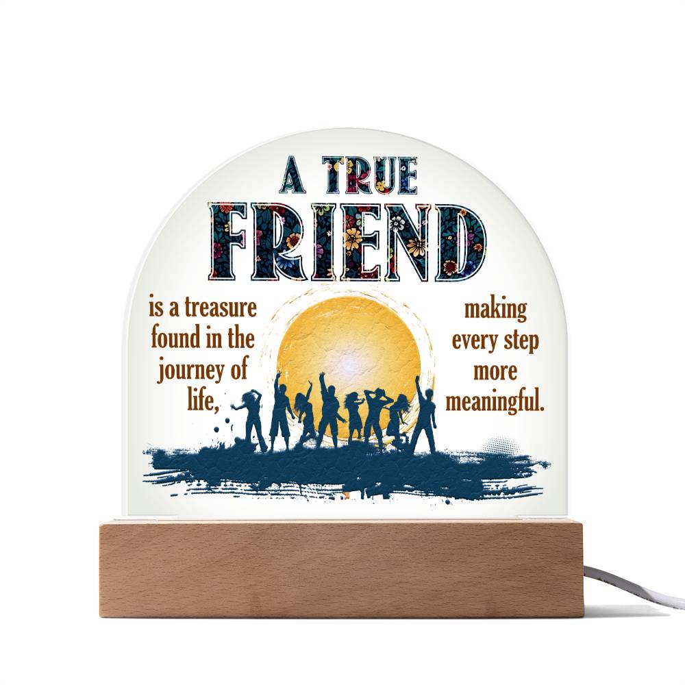 A True Friend Is A Treasure Found In The Journey Of Life, Making Every Step More Meaningful – Domed Acrylic Plaque – Gift for Friend