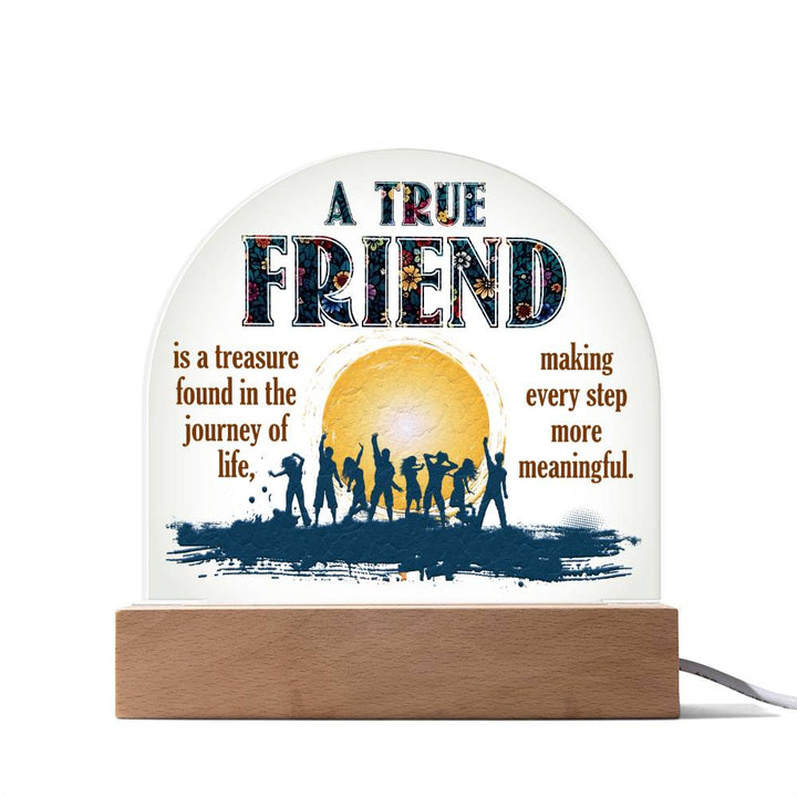 A True Friend Is A Treasure Found In The Journey Of Life, Making Every Step More Meaningful – Domed Acrylic Plaque – Gift for Friend