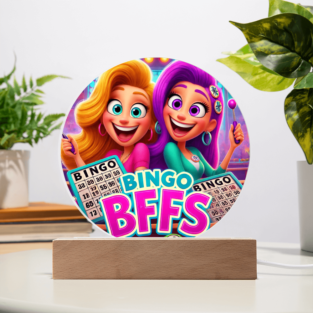 Bingo BFFS Acrylic Circle Plaque – Gift for Her