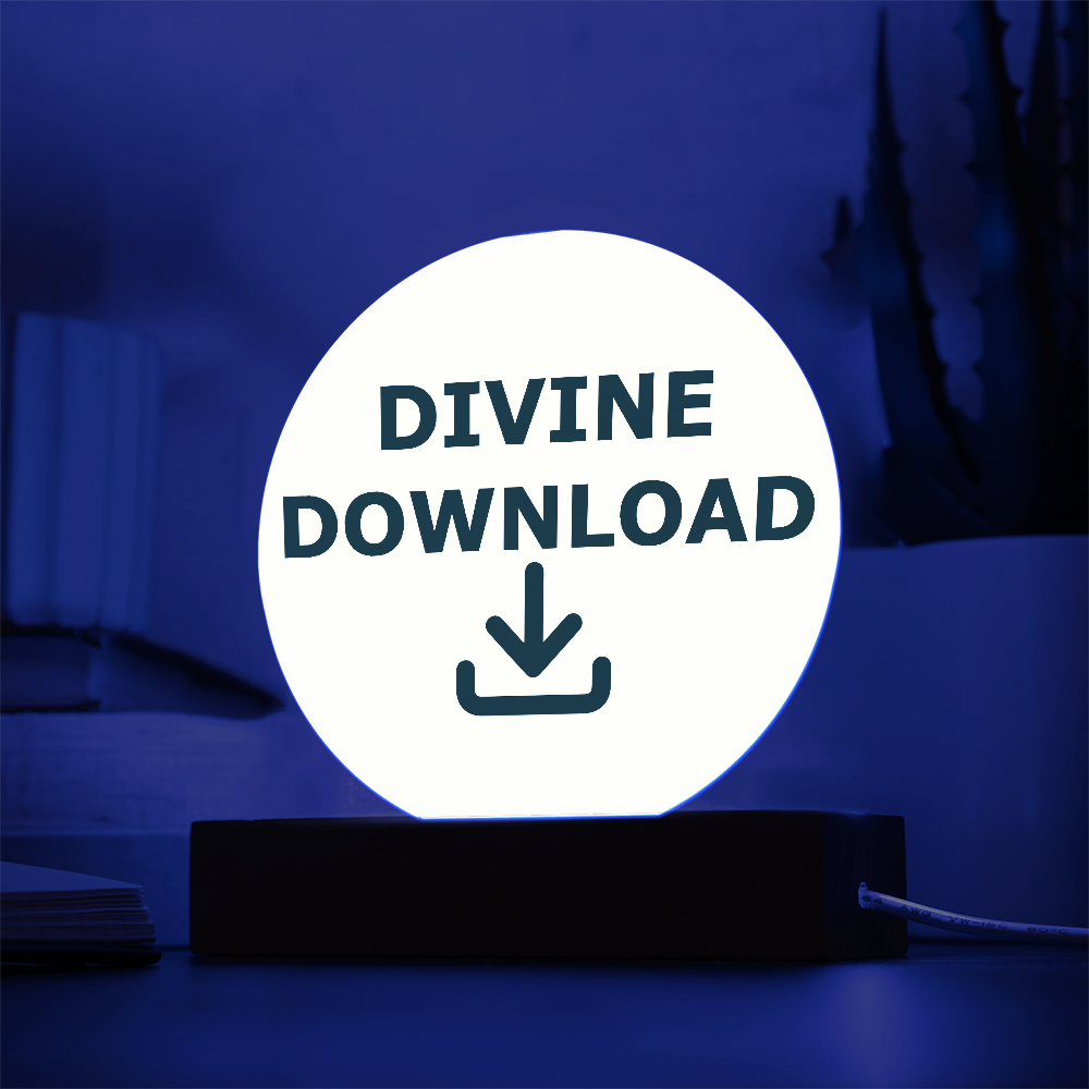 Divine Download - Printed Circle Acrylic Plaque - Gift for Her - Gift for Him