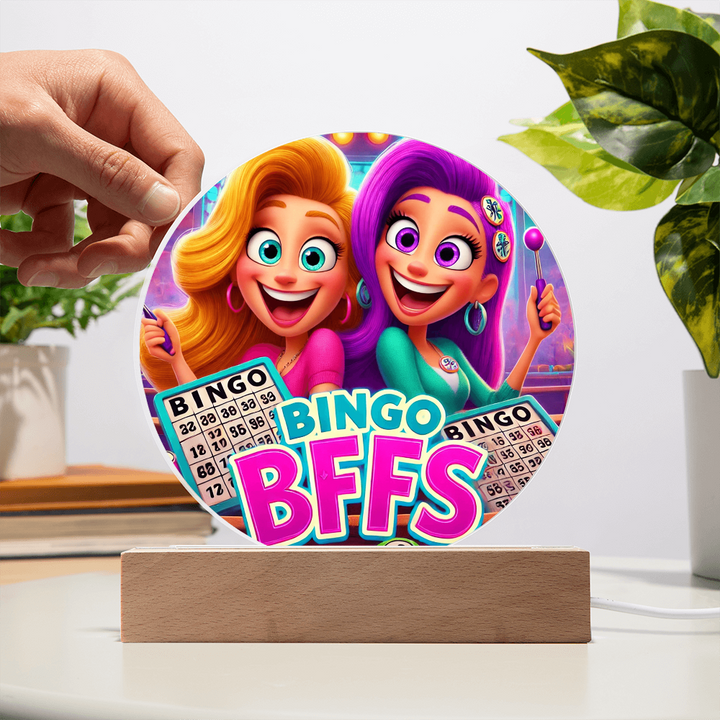 Bingo BFFS Acrylic Circle Plaque – Gift for Her