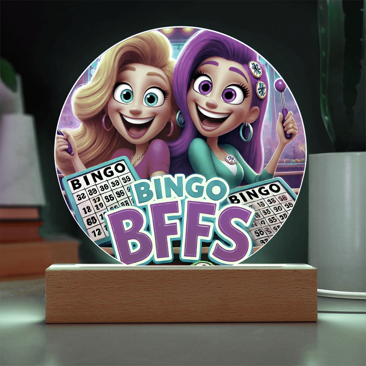 Bingo BFFS Acrylic Circle Plaque – Gift for Her