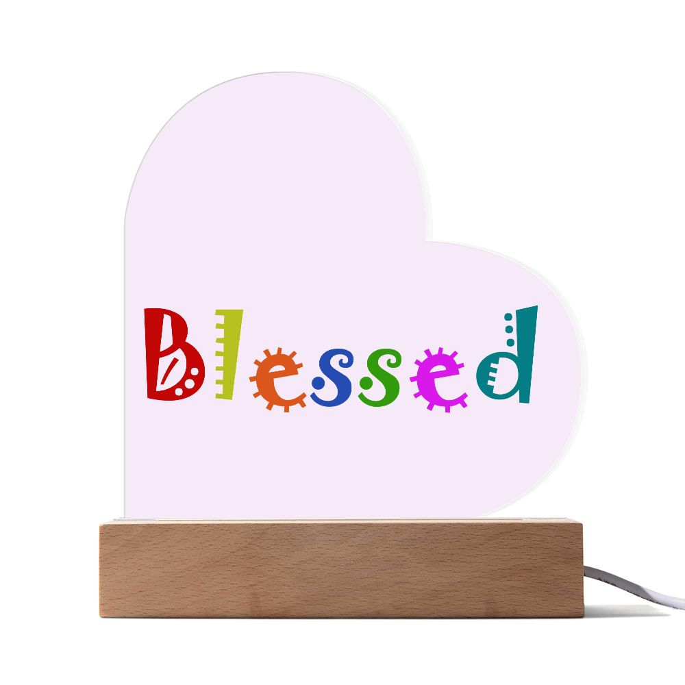Blessed - Printed Heart Acrylic Plaque - Gift for Her - Gift for Him