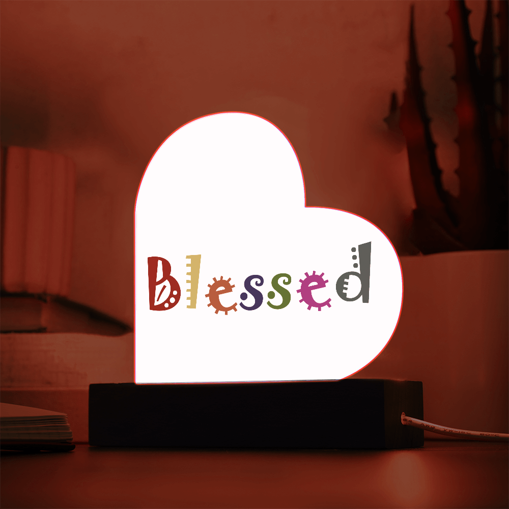 Blessed - Printed Heart Acrylic Plaque - Gift for Her - Gift for Him