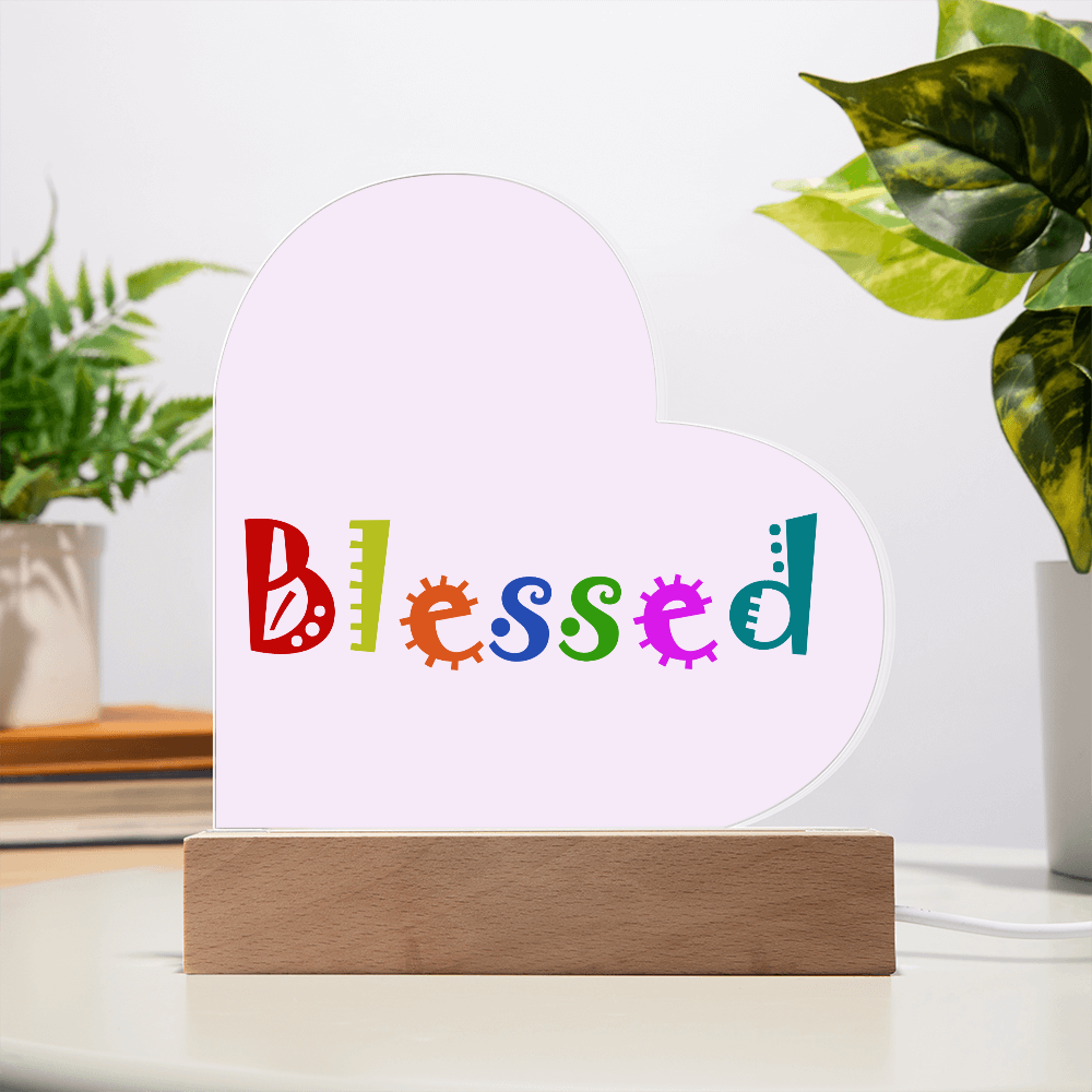 Blessed - Printed Heart Acrylic Plaque - Gift for Her - Gift for Him