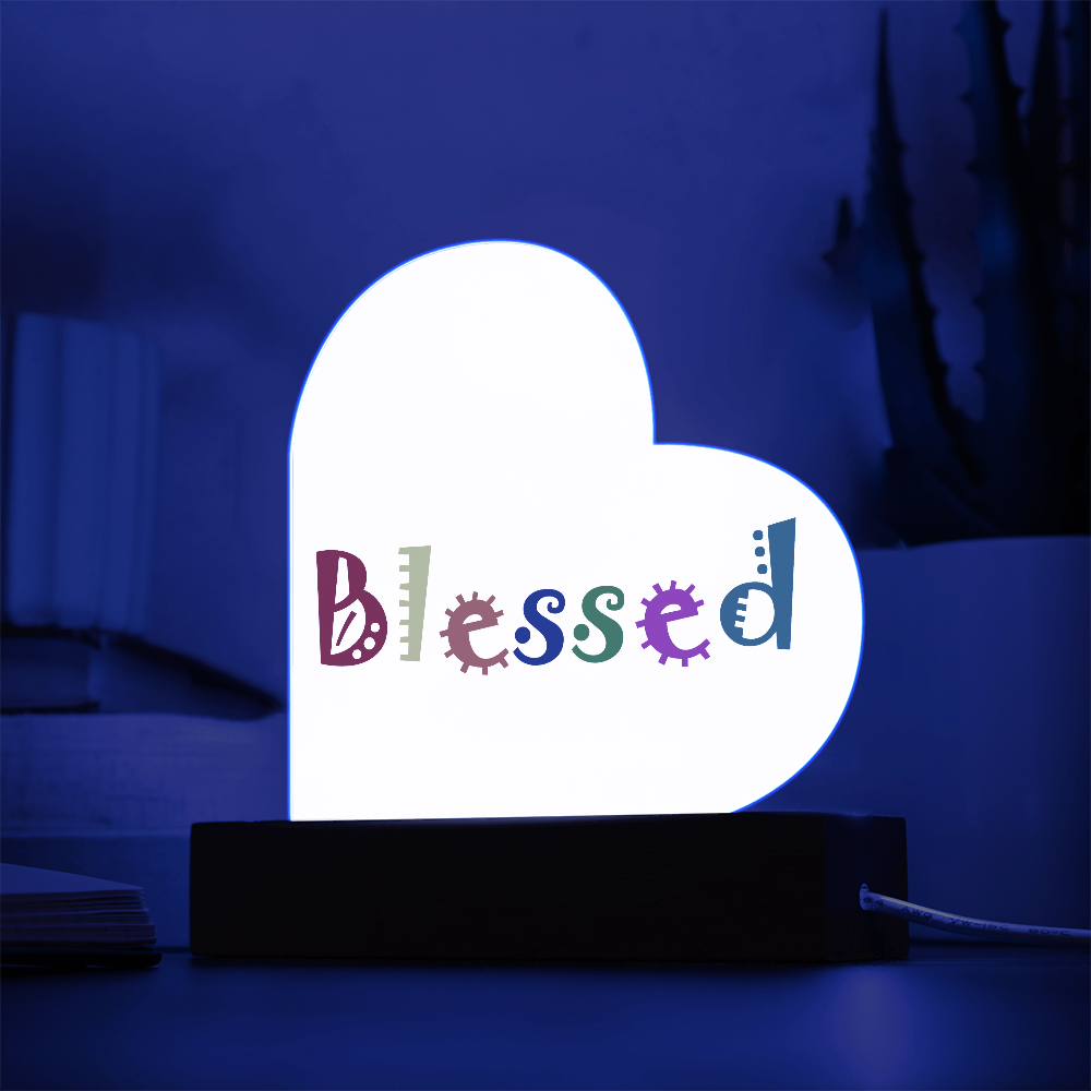 Blessed - Printed Heart Acrylic Plaque - Gift for Her - Gift for Him