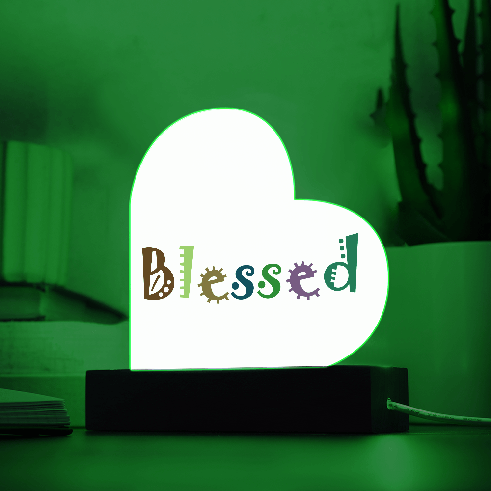 Blessed - Printed Heart Acrylic Plaque - Gift for Her - Gift for Him