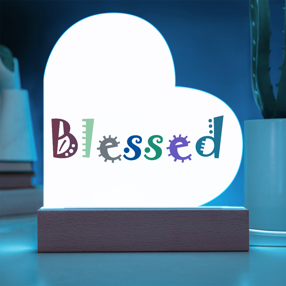 Blessed - Printed Heart Acrylic Plaque - Gift for Her - Gift for Him