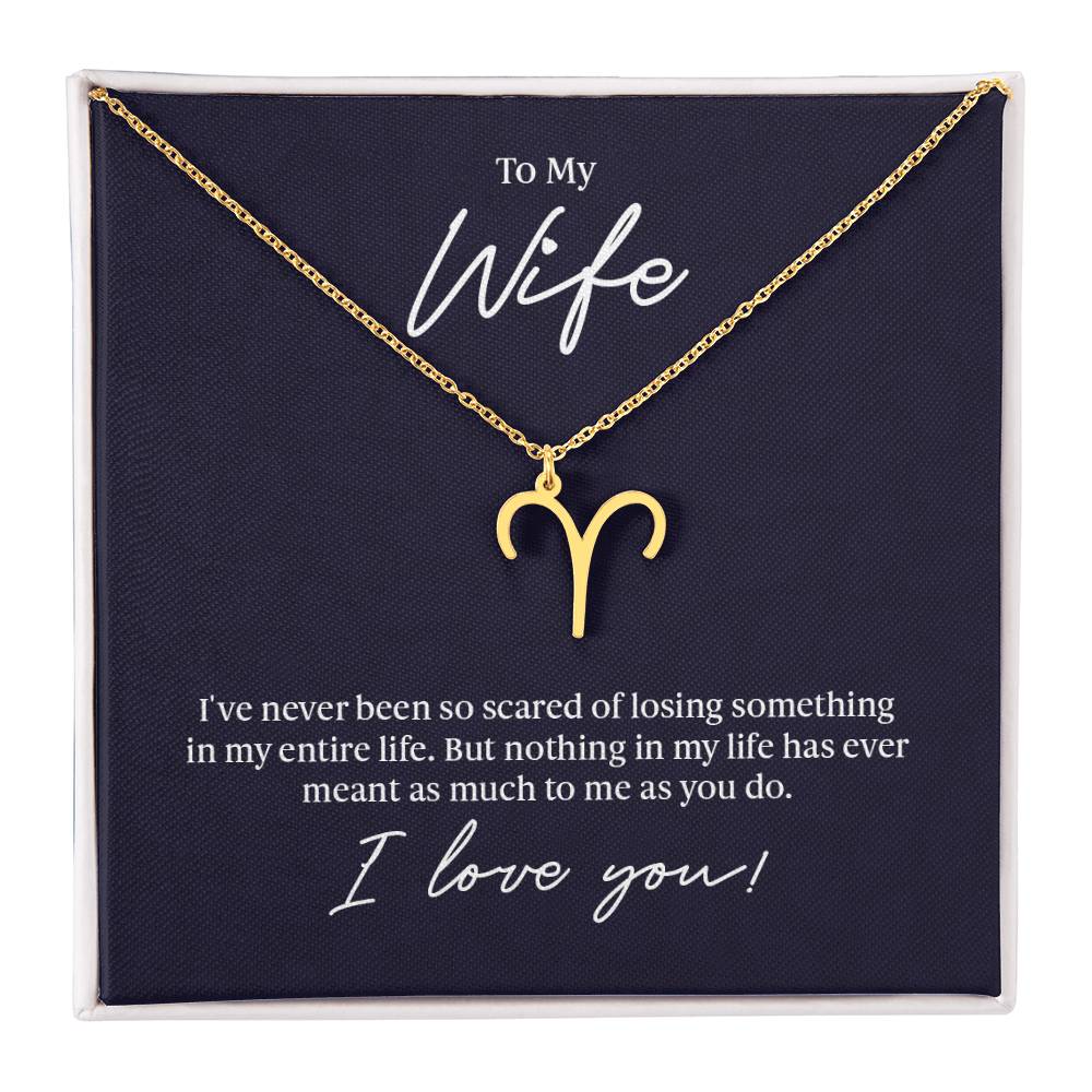 To My Wife Aries, I've Never Been So Scared Of Losing Something In My Entire Life - Zodiac Symbol Necklace - Gift for Wife