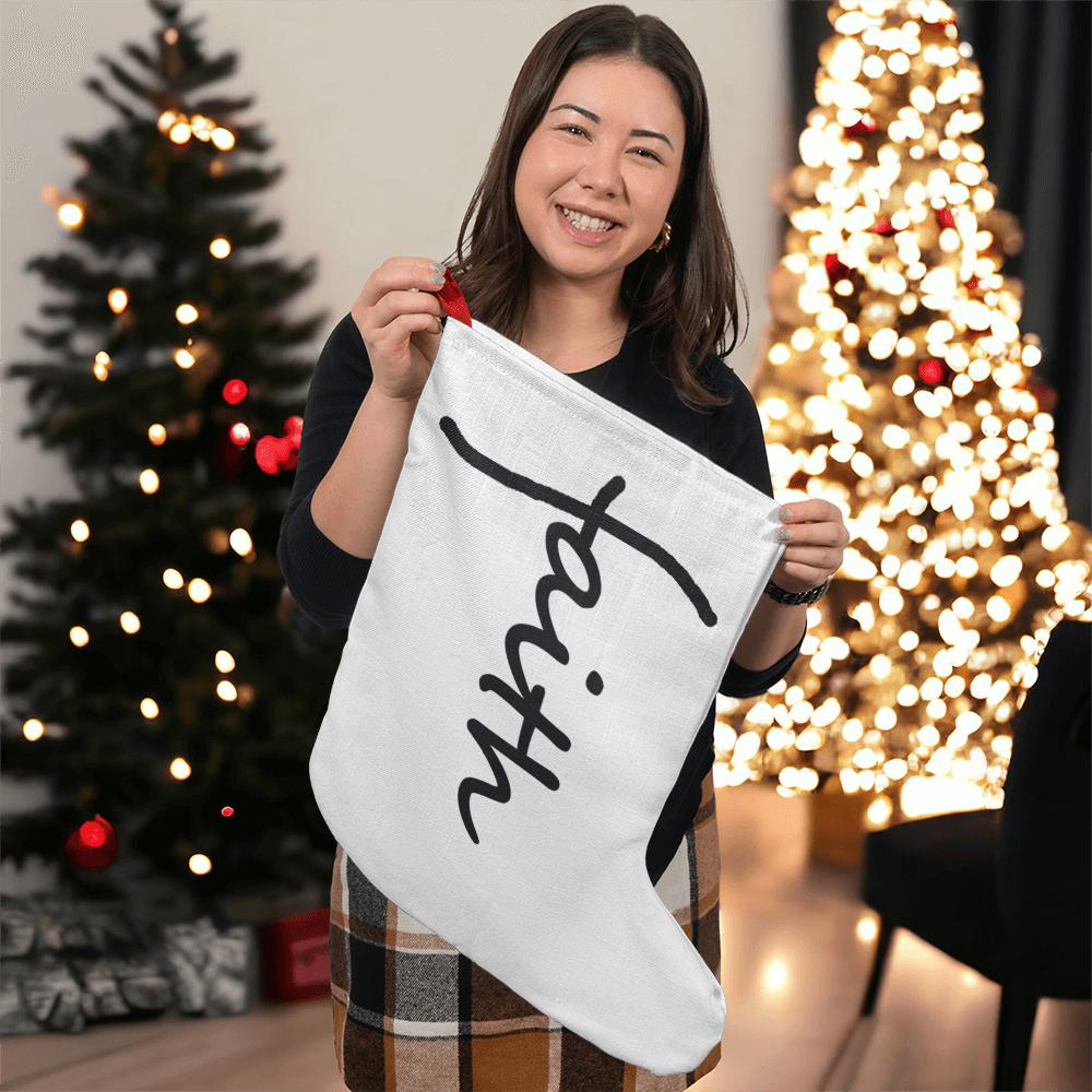 Faith (Black) - Giant Holiday Stocking - Gift for Her - Gift for Him