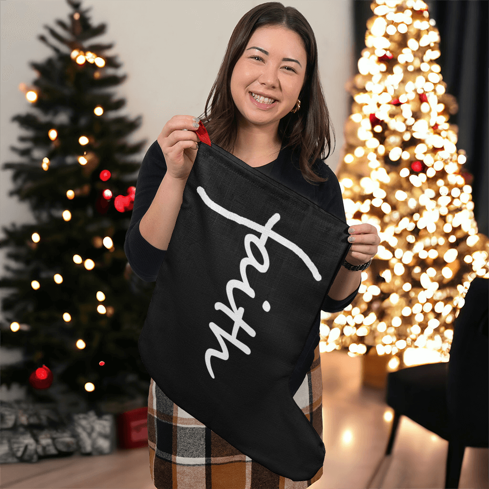 Faith (White) - Giant Holiday Stocking - Gift for Her - Gift for Him