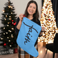 Faith (Black) - Giant Holiday Stocking (Blue) - Gift for Her - Gift for Him