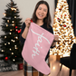 Faith (White) - Giant Holiday Stocking (Pink) - Gift for Her - Gift for Him