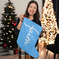 Faith (White) - Giant Holiday Stocking (Blue) - Gift for Her - Gift for Him