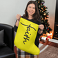 Faith (Black) - Giant Holiday Stocking (Yellow) - Gift for Her - Gift for Him