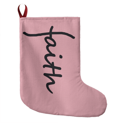 Faith (Black) - Giant Holiday Stocking (Pink) - Gift for Her - Gift for Him
