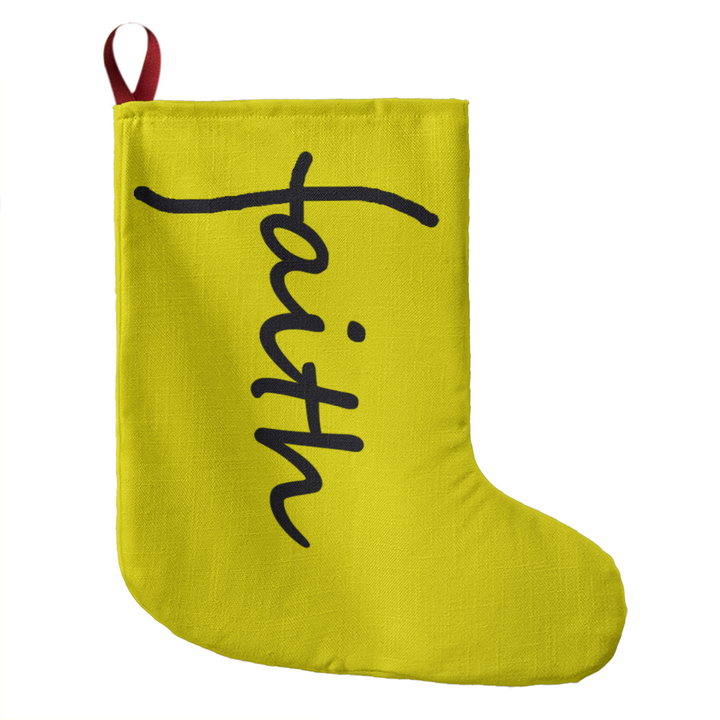 Faith (Black) – Giant Holiday Stocking (Yellow) – Gift for Her - Gift for Him