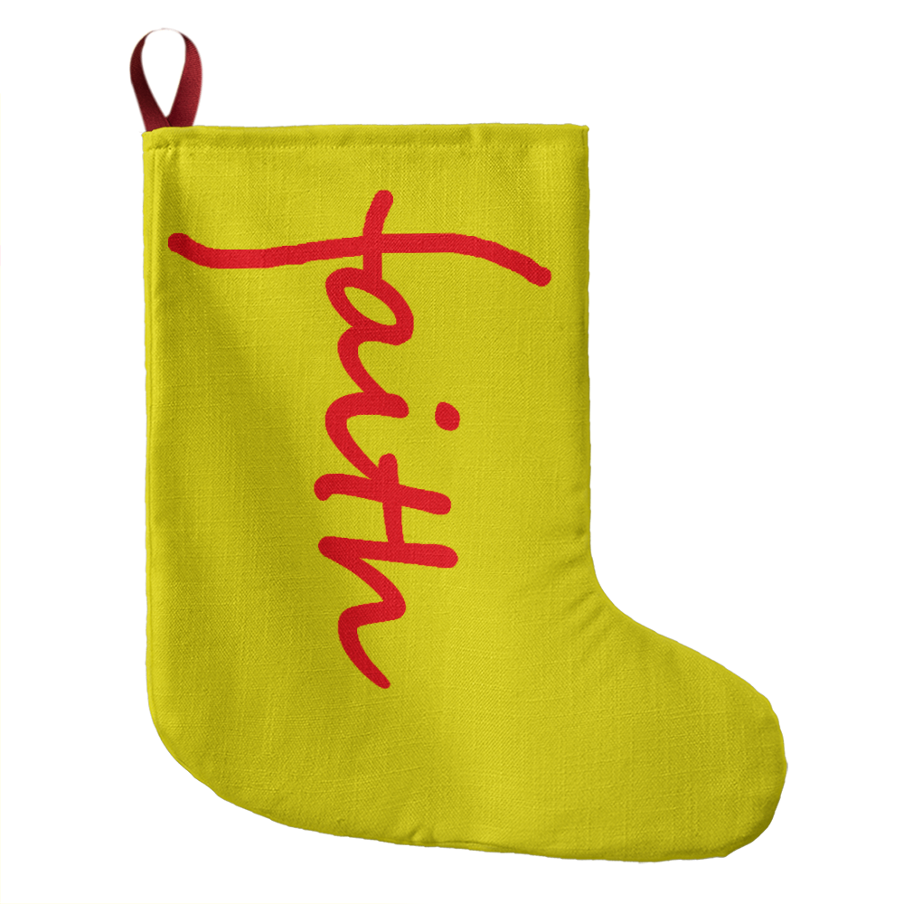 Faith (Red) – Giant Holiday Stocking (Yellow) – Gift for Her - Gift for Him