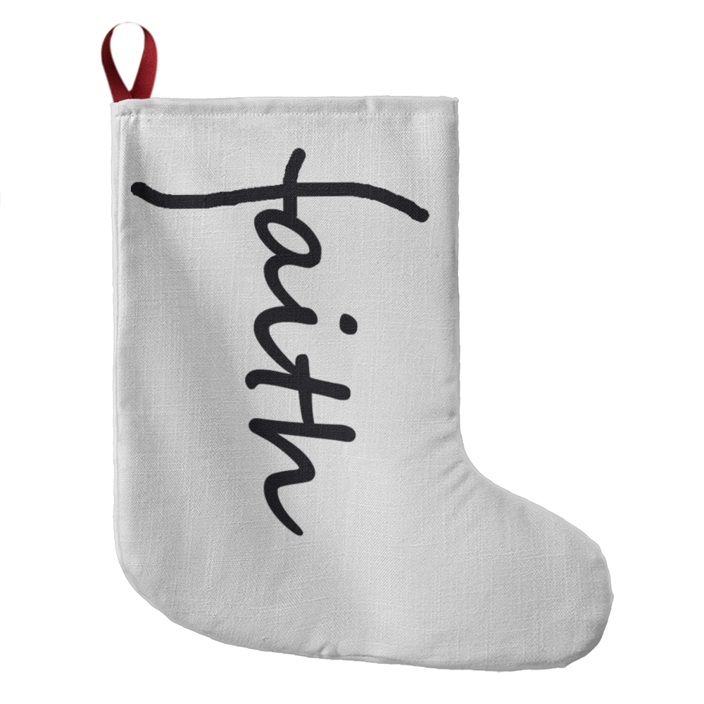 Faith (Black) - Giant Holiday Stocking - Gift for Her - Gift for Him