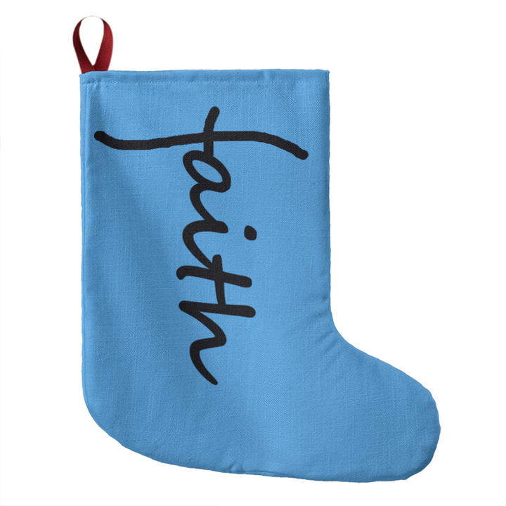 Faith (Black) – Giant Holiday Stocking (Blue) – Gift for Her - Gift for Him