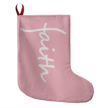 Faith (White) - Giant Holiday Stocking (Pink) - Gift for Her - Gift for Him