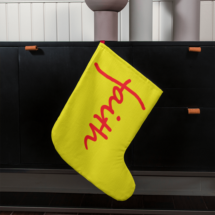 Faith (Red) – Giant Holiday Stocking (Yellow) – Gift for Her - Gift for Him