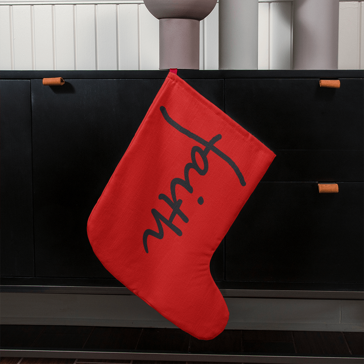 Faith (Black) – Giant Holiday Stocking (Red) – Gift for Her - Gift for Him
