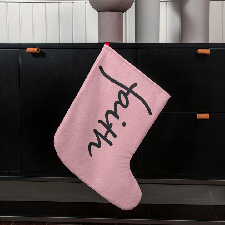 Faith (Black) – Giant Holiday Stocking (Pink) – Gift for Her - Gift for Him