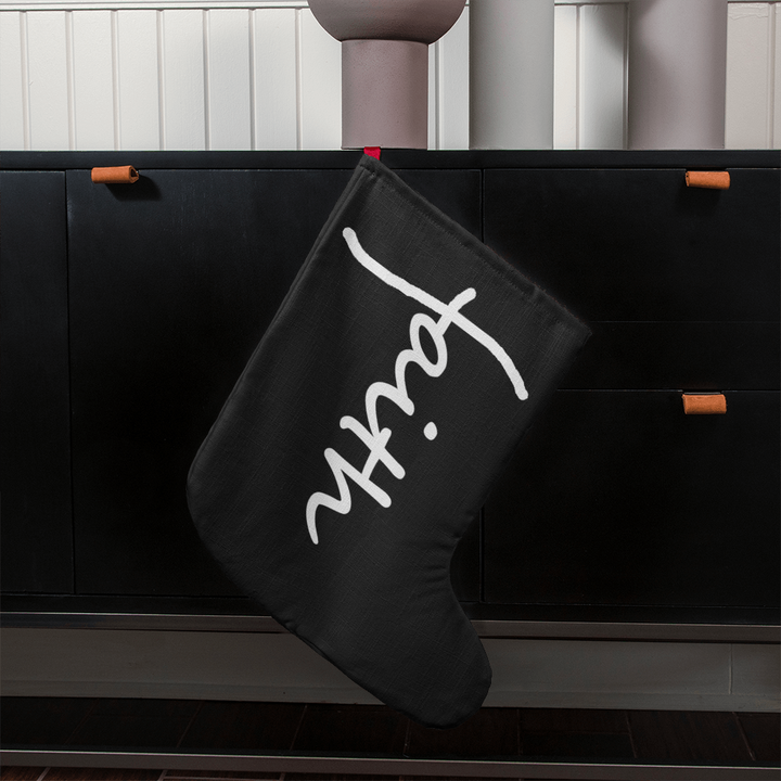 Faith (White) – Giant Holiday Stocking – Gift for Her - Gift for Him