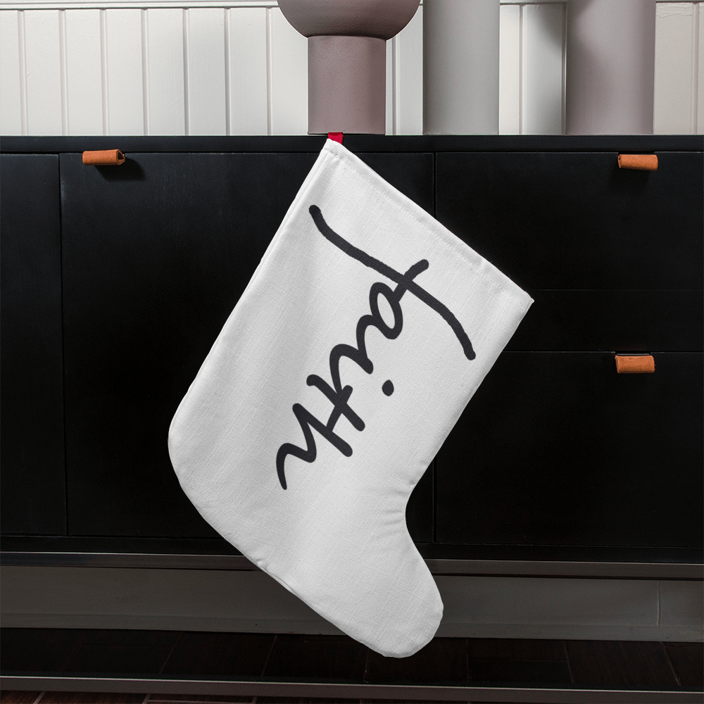 Faith (Black) – Giant Holiday Stocking – Gift for Her - Gift for Him