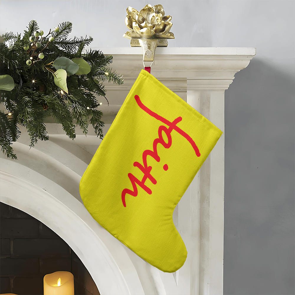 Faith (Red) - Giant Holiday Stocking (Yellow) - Gift for Her - Gift for Him