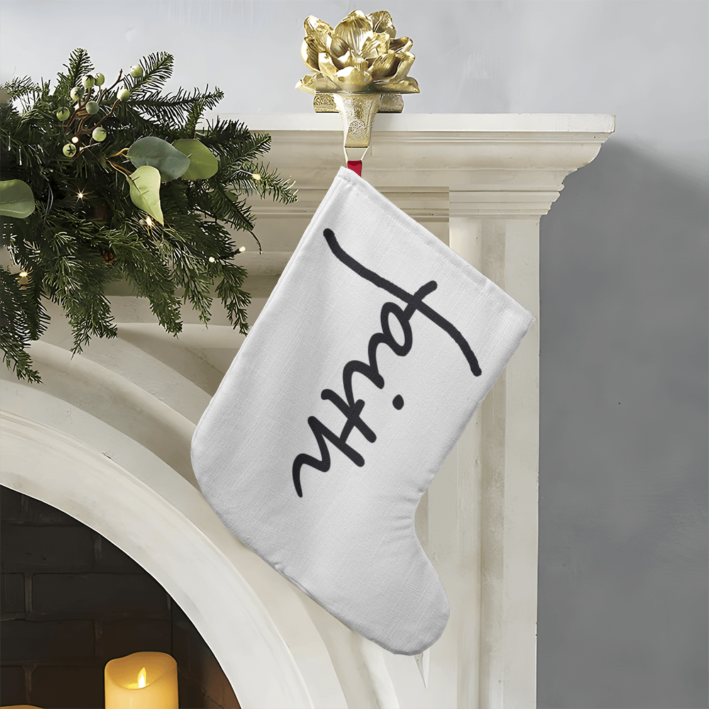 Faith (Black) - Giant Holiday Stocking - Gift for Her - Gift for Him