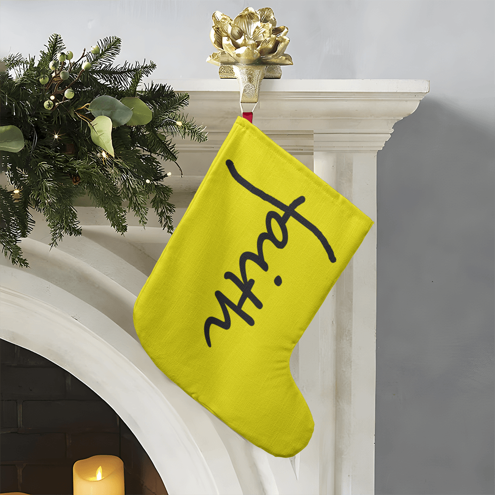 Faith (Black) – Giant Holiday Stocking (Yellow) – Gift for Her - Gift for Him