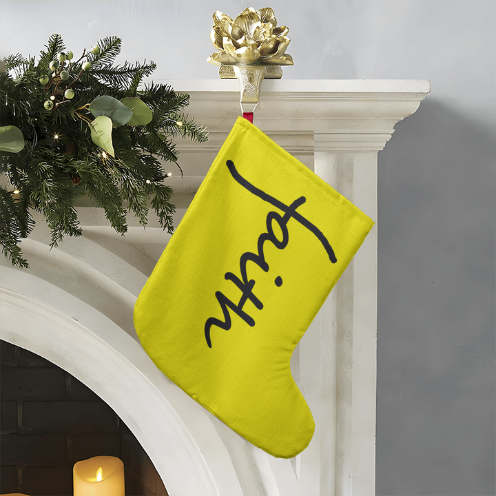 Faith (Black) – Giant Holiday Stocking (Yellow) – Gift for Her - Gift for Him