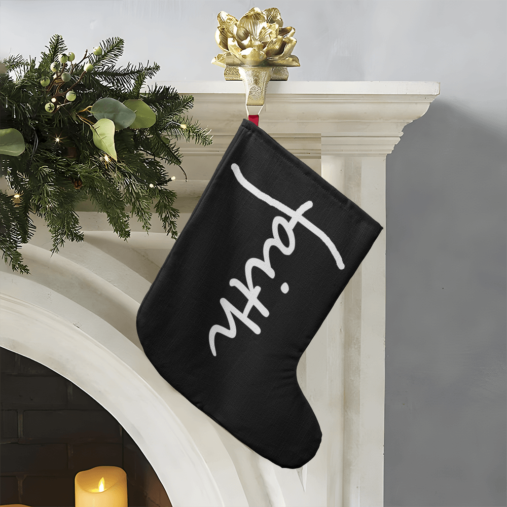 Faith (White) - Giant Holiday Stocking - Gift for Her - Gift for Him
