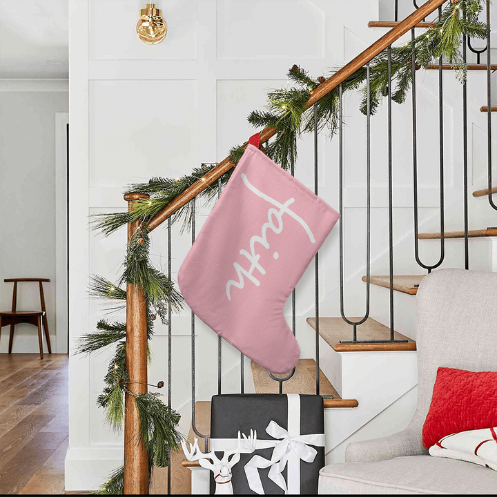 Faith (White) – Giant Holiday Stocking (Pink) – Gift for Her - Gift for Him