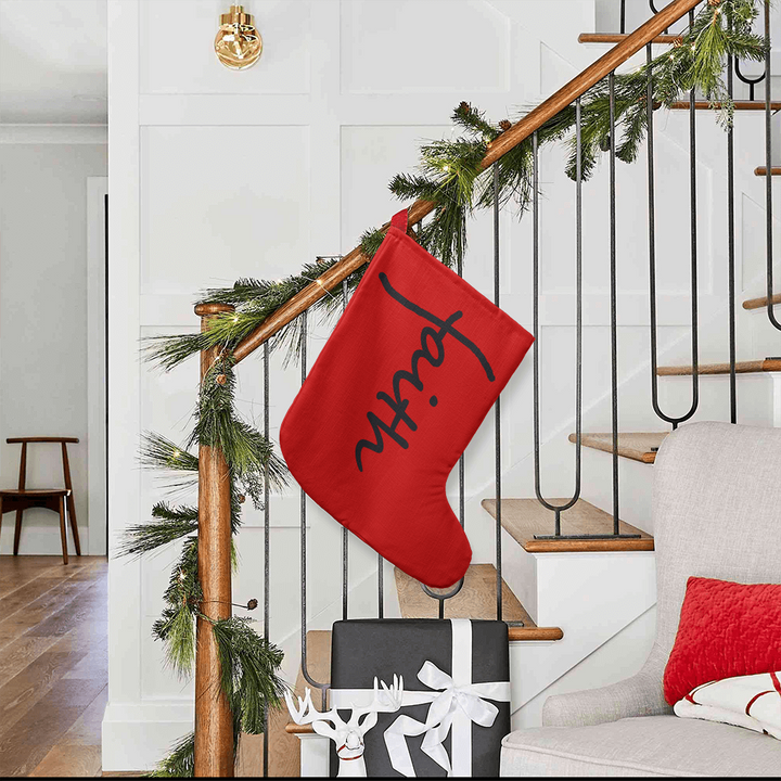 Faith (Black) – Giant Holiday Stocking (Red) – Gift for Her - Gift for Him