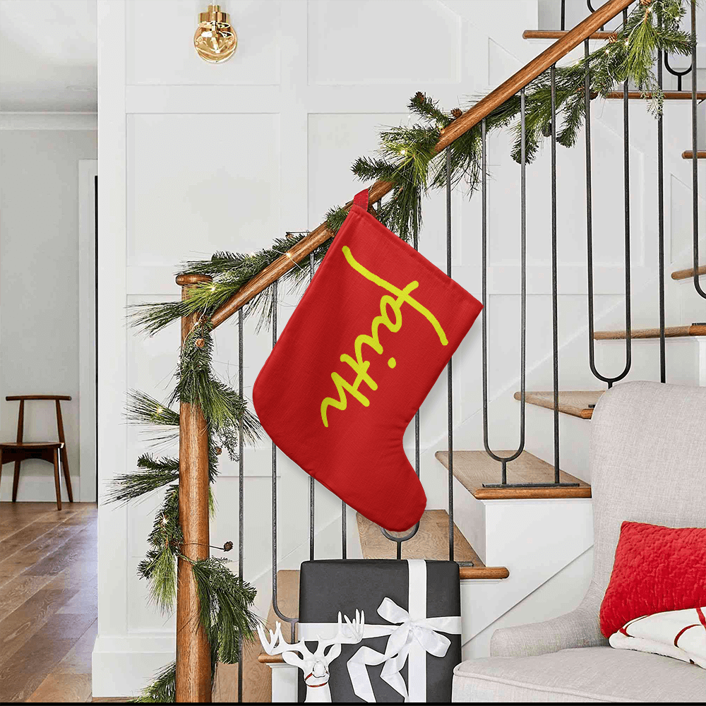 Faith (Yellow) - Giant Holiday Stocking (Red) - Gift for Her - Gift for Him