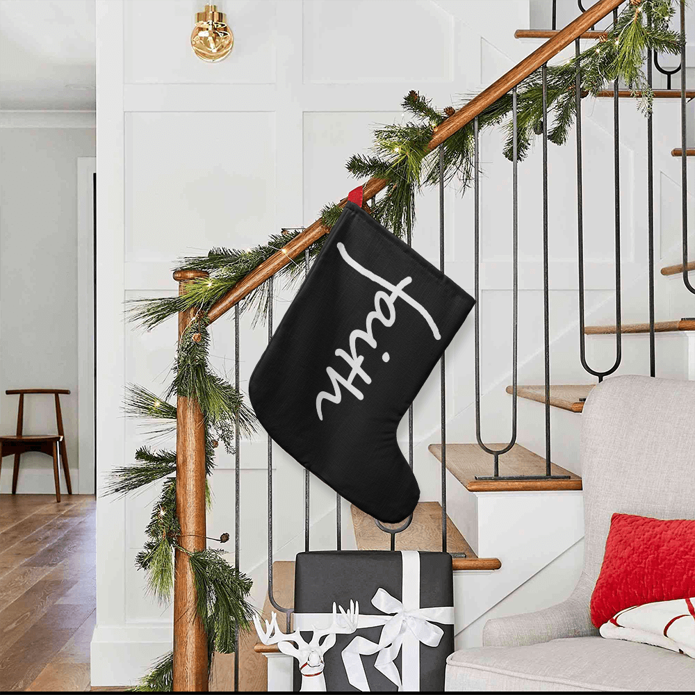 Faith (White) - Giant Holiday Stocking - Gift for Her - Gift for Him