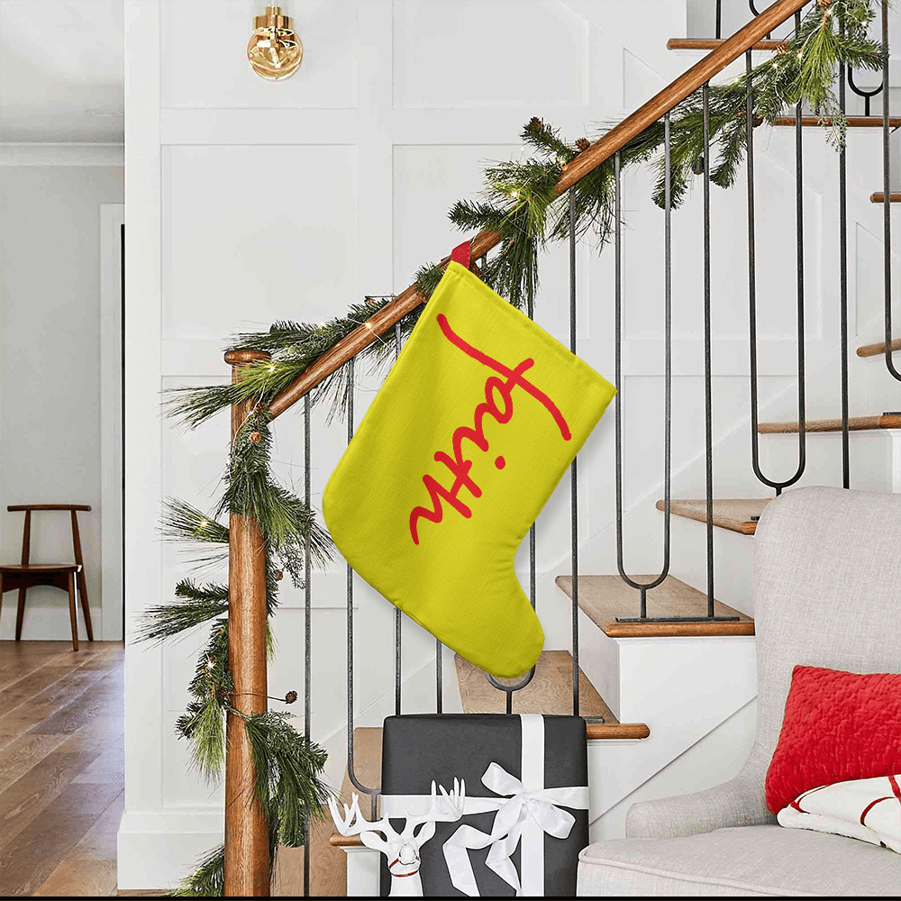 Faith (Red) - Giant Holiday Stocking (Yellow) - Gift for Her - Gift for Him